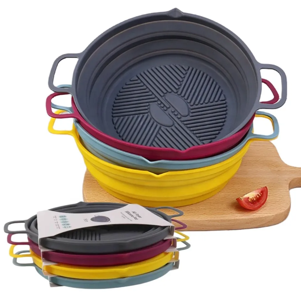 Stampo da forno Teglia in silicone Friggitrice ad aria Pentola in silicone sostenibile riutilizzabile rivestita in stile Morden